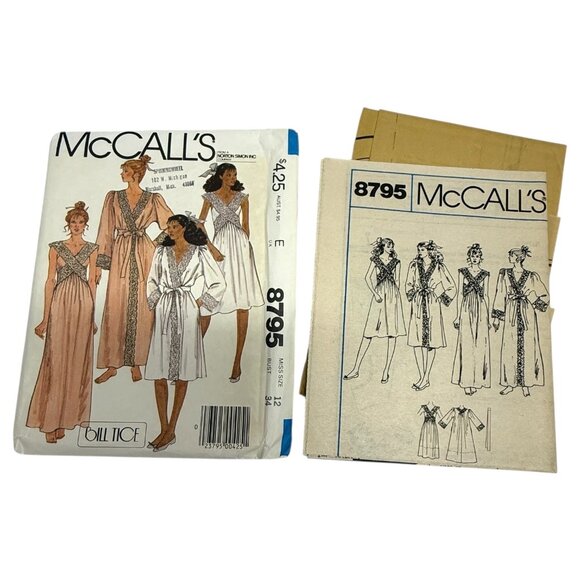 Vintage McCalls 8795 Sewing Pattern Misses Robe & Nightgown Bill Tice Size 12 - Picture 3 of 8